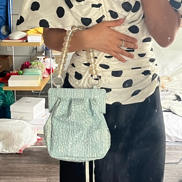 SOLDSOLDSOLDMaryam Nassir Zadeh Glow Purse Hangbag Sky Fish beaded handle strap - Picture 3 of 16